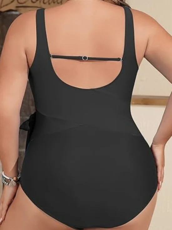 Yonique Wrap-Style One Piece Swimsuit with Tummy Control & Built In Bra - Picture 6 of 15